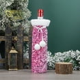thumbnail image 2 of Christmas Decorations European American Sequined Wine Bottle Bags Plush Wine Cases Gift Bags Hotel Table Decor, Pink Color, 2 of 4
