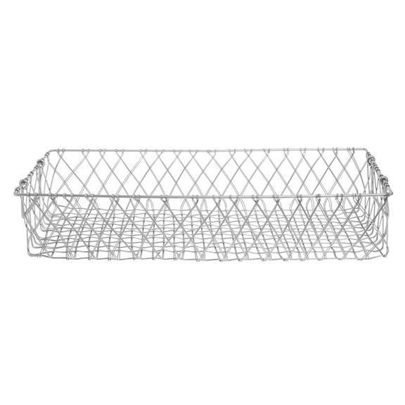 HUBERT® Urban Link Rectangular Tapered Silver Steel Basket with Handles - 24"L x 9"W x 5"H