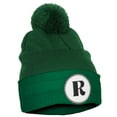 thumbnail image 2 of Daxton A to Z Initial Letter Cuffed PomPom Hat Beanie Warm Knit Skull Cap (Kelly, Letter R), 2 of 3