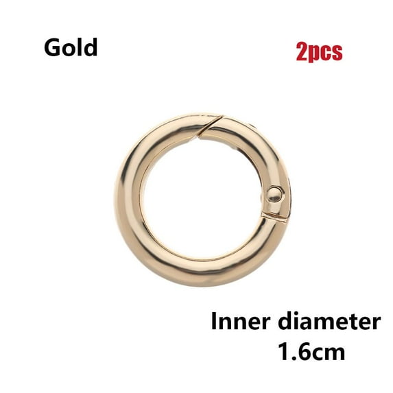 2/5pcs 10/12/16/19mm Black gold silver Round Push Trigger Zinc Alloy Hooks Carabiner Purses Handbags Spring O-Ring Buckles Bag Belt Buckle Snap Clasp Clip GOLD 2PCS 1.6CM
