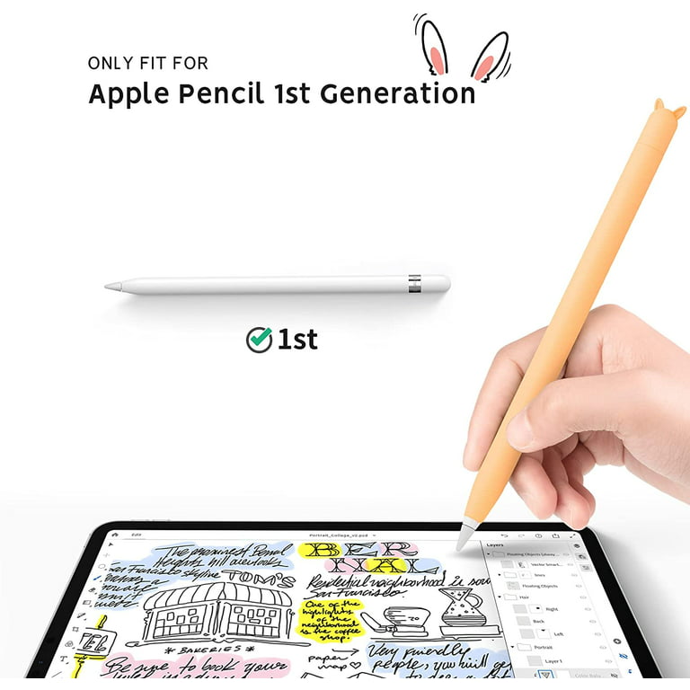 JOOSKO Classic Silicone Pencil Case Compatible with Apple Pencil 1st  Generation Case Cover Sleeve,[with 5 Cloth Fiber Silicone Tip  Cover],Non-Slip