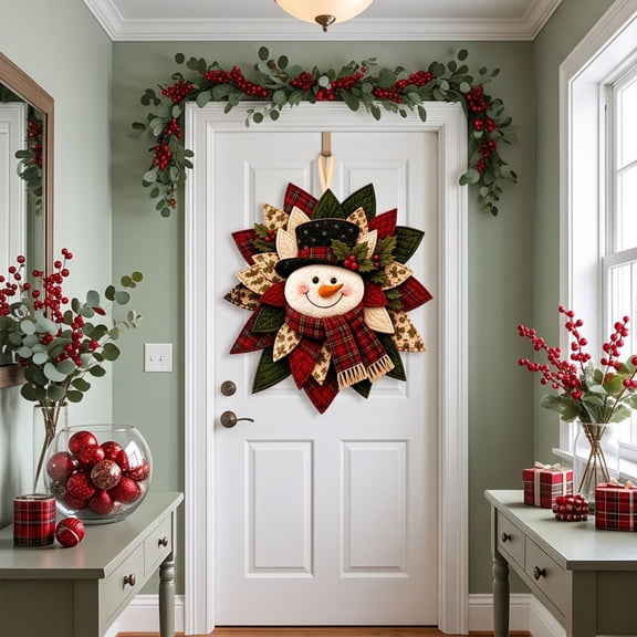 Lazduis Christmas Fabric Wreath Kit Fabric Patchwork Door Hanging Kit Layered Holiday Home Decoration