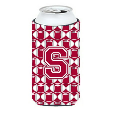 

Carolines Treasures CJ1065-STBC Letter S Football Crimson grey and white Tall Boy Beverage Insulator Hugger Tall Boy