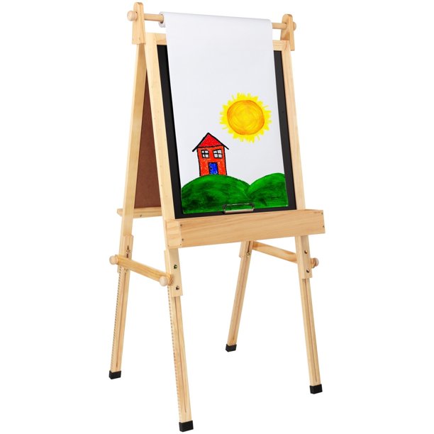 Fundamentals Kids Art Easel 3 in 1 Multipurpose Wooden Art Easel, Chalk