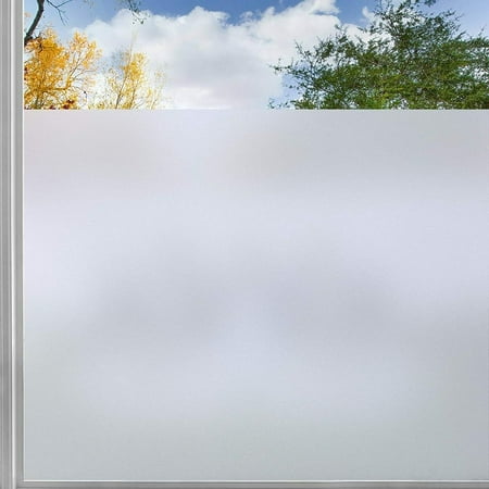 rabbitgoo Window Privacy Film  Frosted Removable Glass Covering for Bathroom  Opaque Static Cling Heat Control Door Sticker for Home Office Living Room  Non-Adhesive  Matte White  17.5 x 78.7 inches