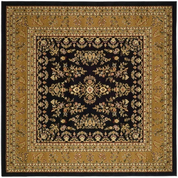 SAFAVIEH Lyndhurst Isadora Traditional Bordered Area Rug, Black/Tan, 6' x 6' Square