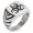 Silver, variant on Stainless Steel Zombie Skull Biohazard Chevron Pattern Biker Style Polished Ring