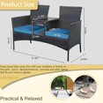 thumbnail image 2 of Intexca 2 Seat Rattan Patio Loveseat with Storage Table & Cushions - Weather-Resistant Outdoor Bench for Garden, Balcony, or Courtyard - Light Blue, 2 of 6