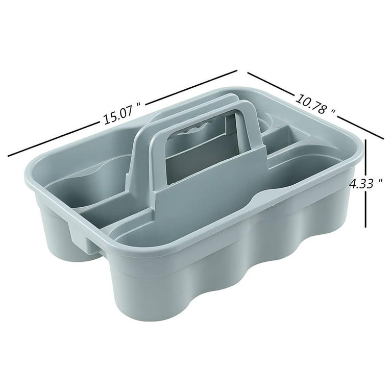 GnHoCh 6-Pack Plastic Storage Caddy, Cleaning Caddy with Handle, Gray