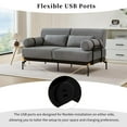 thumbnail image 3 of 59" Loveseat Sofa with USB Ports,Modern Sofa Couch 2-Seater Sofa with 2 Pillows,Cylindrical Armrests for Living Room Bedroom Apartment,Grey, 3 of 7