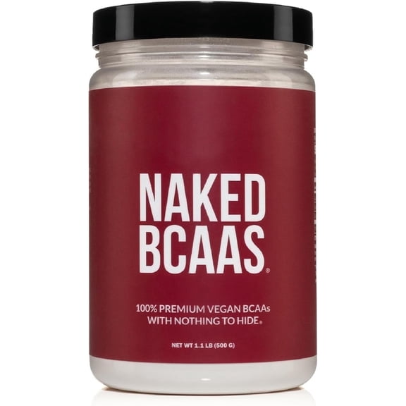 Naked BCAAs Amino Acids Powder, Only 1 Ingredient, Pure 2:1:1 Formula, Vegan Unflavored Branched Chain Amino Acids, Instantized All Natural BCAA Supplement - 500 Grams, 100 Servings
