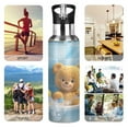 thumbnail image 5 of Cartoon Bear in Bathtub Sports Bottle with Straw Stainless Steel Water Jug Portable Thermal Cup Leak-proof 600ML, 5 of 9