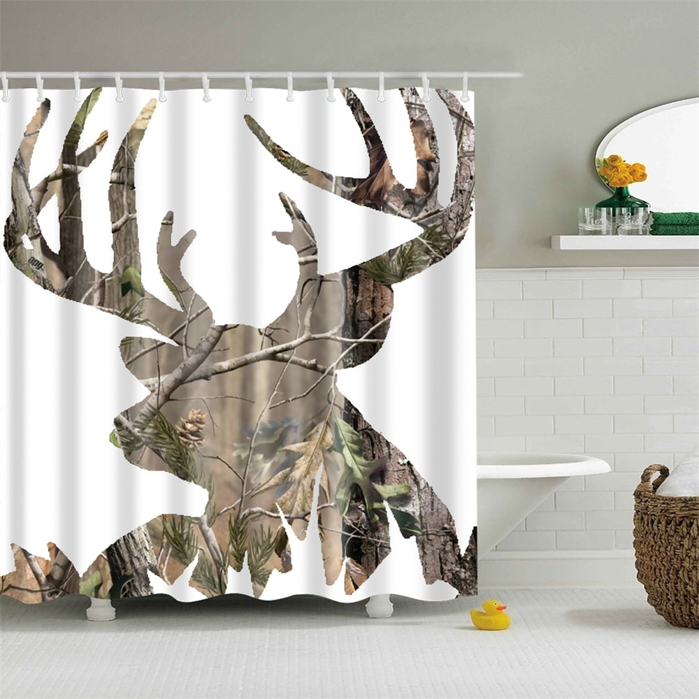 Shower Curtain Antler Deer Elk Abstract Forest Shadow Bathroom Decor Accessories Bath Curtain With Hooks Walmart Canada