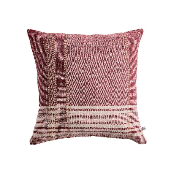 Better Homes & Gardens 20" x 20" Burgundy/Beige Farmhouse Plaid Decorative Pillow