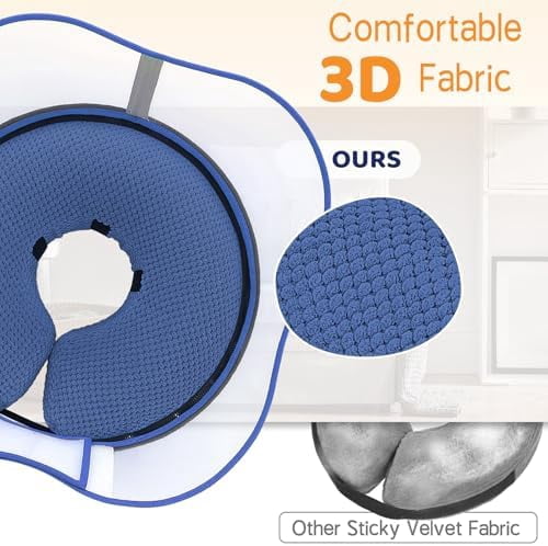 Raised Inflatable Dog Cone Alternative Collars for After Surgery, Dog Donut Collar After Surgery, Soft Pet Cone for Small Medium Large Dogs to Stop Licking Navy,S(Neck 7"-9.5")