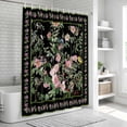 thumbnail image 6 of Black Spring Floral Shower Curtain, Waterproof Shower Curtains for Bathroom, Elegant Pastoral Flowers Birds Watercolor Washable Fabric Bathtub Curtain Set Bath Decor with 12 Hooks Long 72"x84", 6 of 8