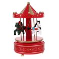 thumbnail image 1 of CRAFTHROU Elegant Red Carousel Musical Box for Home Use Plastic Decor Plays Melodies Size 6.5x6.5x8.5 Inches, 1 of 4