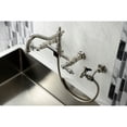 thumbnail image 2 of Kingston KS1246ALBS Heritage Two-Handle Wall Mount Bridge Kitchen Faucet with Brass Sprayer, Polished Nickel, 2 of 8