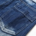 thumbnail image 4 of IROINNID Men's Mid-length Denim Shorts Zipper Elastic Waist Performance Classic Casual Ripped Jeans Shorts, Dark Blue, 4 of 9