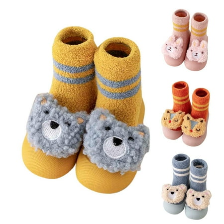 

LYCAQL Toddler Shoes Autumn And Winter Comfortable Baby Toddler Shoes Cute Rabbit Bear Cartoon Children Cotton Warm 18month Girl Shoes (Pink 5.5 )