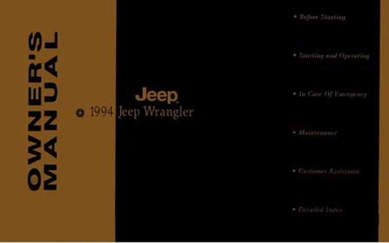 Bishko OEM Maintenance Owner's Manual Bound for Jeep Wrangler 1994 -  
