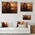 thumbnail image 4 of Designart "love Couple Playing Guitar At Sunset" Romantic Landscape Print on Natural Pine Wood, 4 of 5