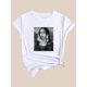 thumbnail image 3 of Camiseta de verano para mujer Manga Corta Vibrant Art Print Crew Neck Short Sleeve Casual T-Shirt - Soft Medium Stretch Polyester Fabric, Machine Washable, Random Portrait Pattern, Spring/Summer/Fal, 3 of 8