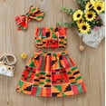 thumbnail image 2 of XXWXYD African Print Toddler Girls Summer 2-Piece Set Dashiki Vest Top + Skirt & Headband Matching Outfit Cultural Ankara Fabric Play Clothes, 2 of 8