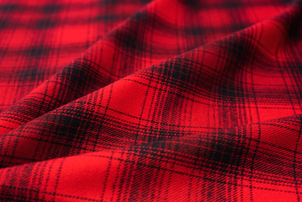 100% Cotton Flannel 45" Plaids Fabric Buffalo Check Red&Black, per Yard