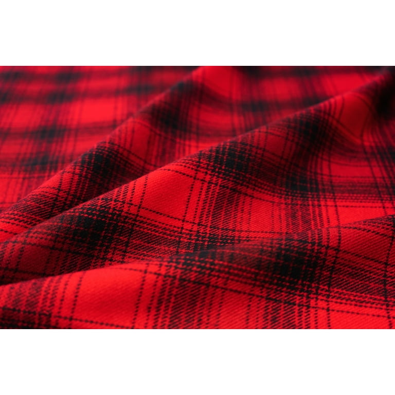 Flannel Yarn Dyed Plaid Fabric Buffalo Plaid Red/Black 110 yard roll