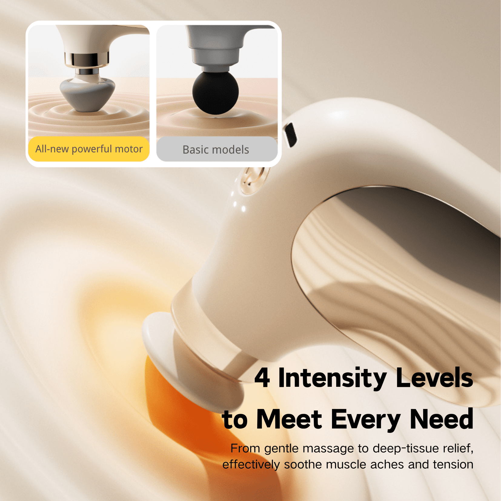 Mini Portable Deep Tissue Massage Gun with 4 Massage Heads, 8KG Strong Power & Quiet, Ideal for Office, Travel, Gym