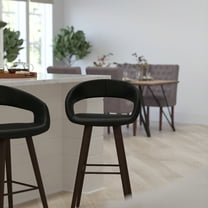 Merrick Lane 29 Inch Cappuccino Brown Wood Ultramodern Bar Counter Stool With Black Upholstered Seat