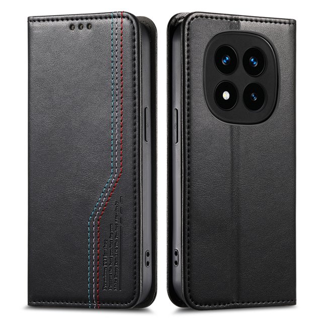 FOXDOCK Wallet Case for Xiaomi Redmi Note 14 Pro Plus , PU Leather Flip Cover with Elastic Anti-Slip Hand Strap, Card Slots
