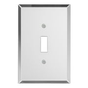 Switch Hits Toggle Wall Plate One Gang Switch Cover, White Glass Mirror