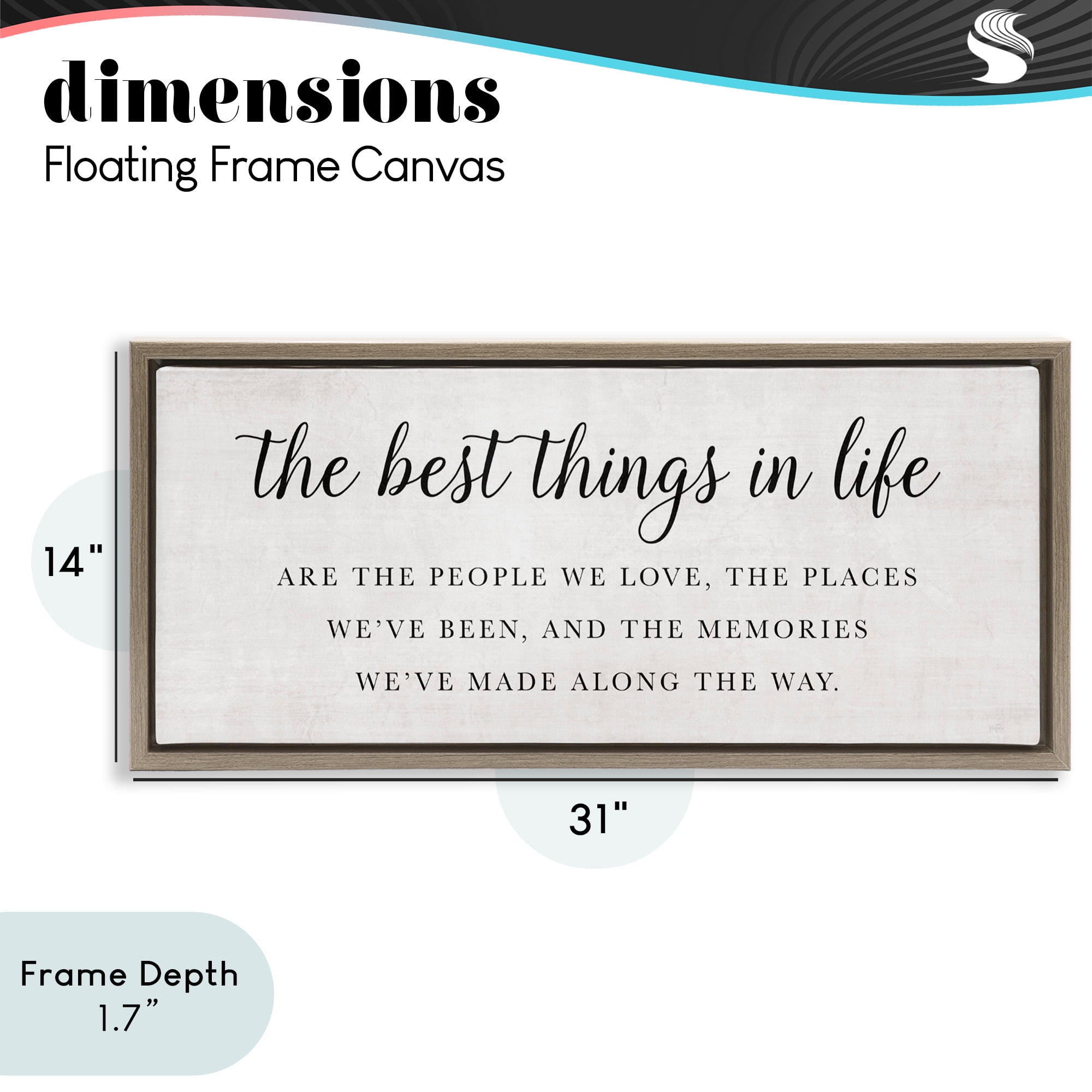 Stupell Industries Best Things In Life Uplifting Brown Framed Floater Canvas Wall Art, design by Natalie Carpentieri