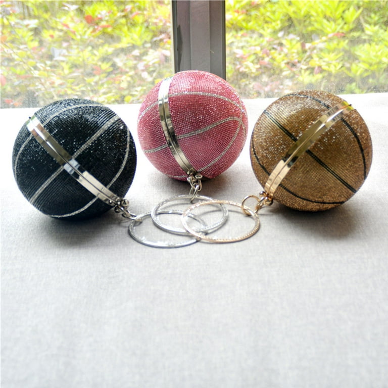for Rhinestone Basketball Evening Bag Round Glitter Clutch Purse Party Handbags