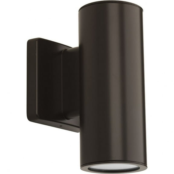 Progress Lighting Cylinders 2-Light LED Wall Lantern in Antique Bronze with Shade