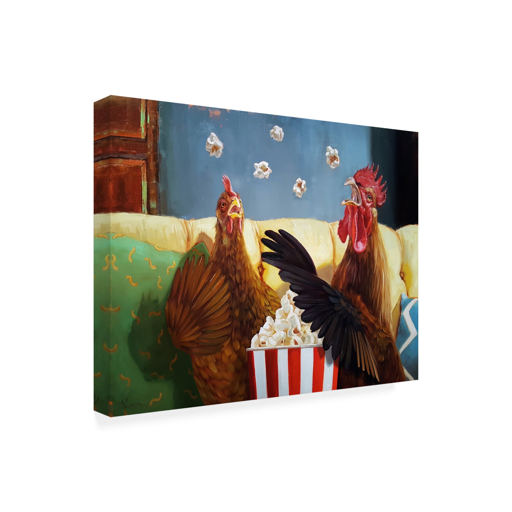 Trademark Fine Art 'Popcorn Chickens' Canvas Art by Lucia Hefferna