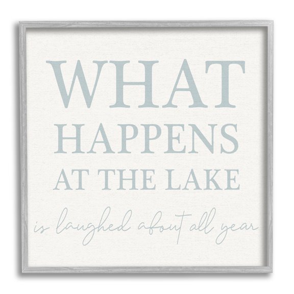 Stupell Industries Funny Lake House Phrase Nature Painting Gray Framed Art Print Wall Art, 12 x 12