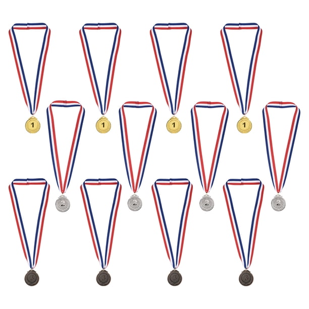 Medallas de Premio de Oro, Plata y Bronce de 2" Estilo Medallas 1er 2do 3er Premios con Cinta Paquete de 12