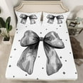 thumbnail image 2 of Feelyou Princess Bowknot Kids Queen Sheet Sets, Modern Fashion Ribbon Flat Sheet, Black Bow-tie Theme Queen Fitted Sheet Ultra Soft Bedroom Decor, 4-Piece, 2 of 7