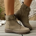 thumbnail image 4 of Khaki Women'S Low Heel Boots With Lace-Up And Buckle Design For Fall Winter Comfortable Wear, 4 of 9