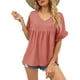 thumbnail image 1 of Camisetas de manga corta con volantes y cuello en V Ormromra Top para mujer 100% poliéster S M L XL XXL, 1 of 6