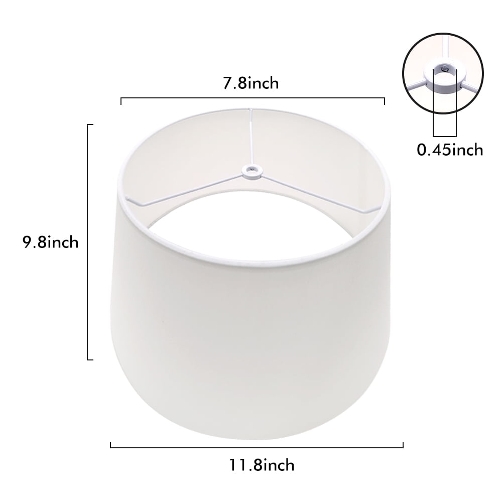 Medium Lamp Shades, White Barrel Lamp Shades for Table Lamps and Floor light, 9.8x11.8x7.8 Inch, Round Natural Linen Hand Crafted, Set of 2