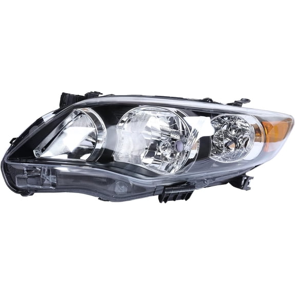 HOUGEET Headlight Assembly Chrome Housing Replacement Compatible with 2010-2013 Toyota Corolla Driver Side