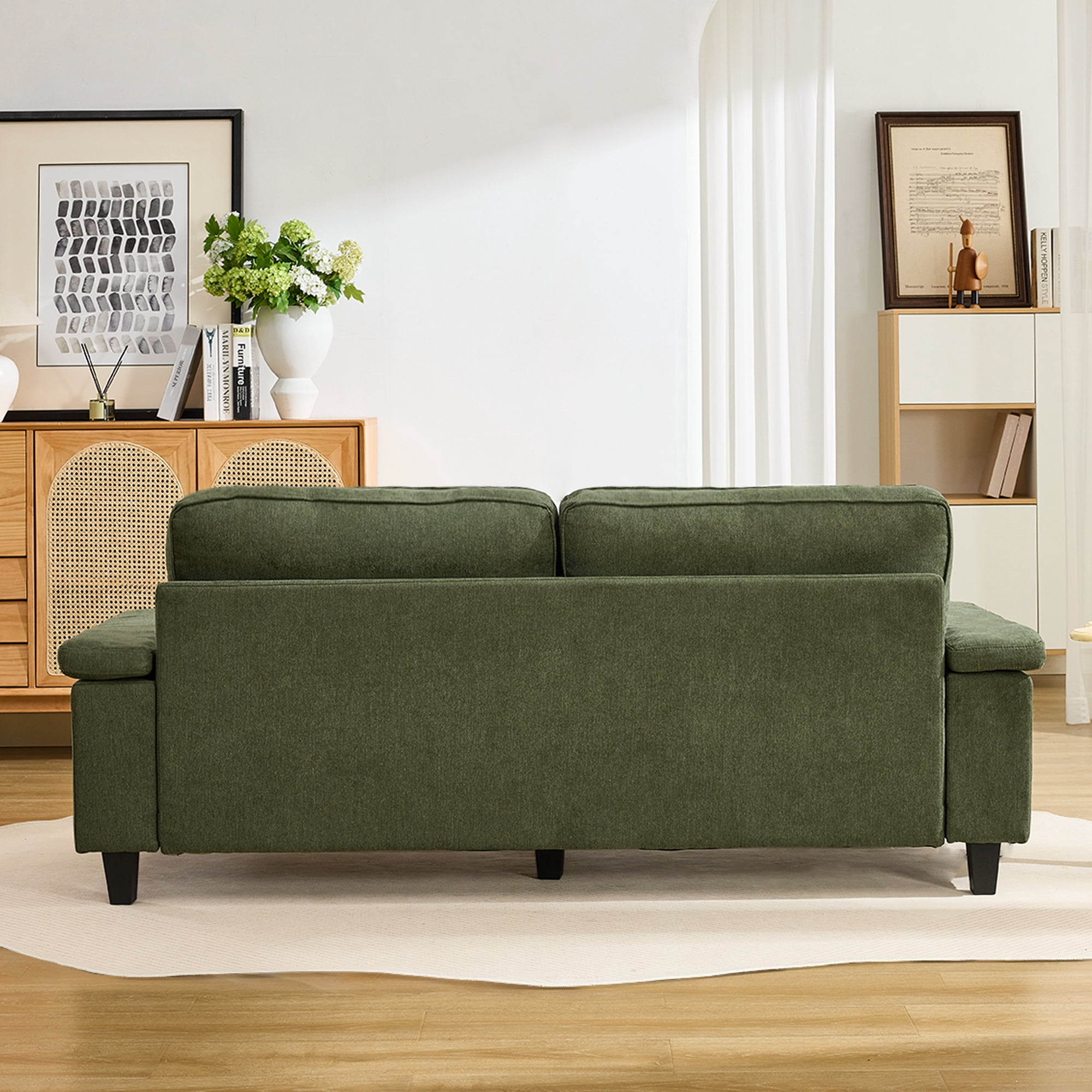79" Modern Deep Seat Sofa for Living Room with Adjustable Armrests & USB/Type-C Charging Ports ,3-Seater Loveseat for Apartment, Home Office