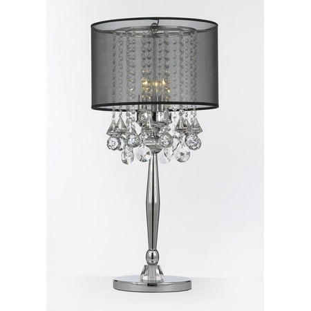 crystal table lamp silver living mist shade chrome contemporary light modern bedroom lamps walmart decor