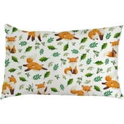 Wellsay Fox Butterfly and Leaves Pillow Covers Zippered Cotton Plush Throw Pillow Cushion Case 20x26in for Bed Couch Sofa Home Decor