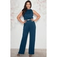 thumbnail image 2 of KOH KOH Long Pants Jumpsuit Formal One Piece Cocktail Evening Fall Dressy Pantsuit Romper Workwear Casual Outfit Tall Sleeveless Playsuit For Women Blue Teal XXX-Large US 22-24 NT202, 2 of 6
