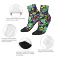 thumbnail image 5 of Rateoe Watercolor Cactuses Pattern Quarter Crew Socks,Toe Seamed Ankle Socks,Cotton Cushioned Breathable Athletic Crew Sports Socks, 5 of 7